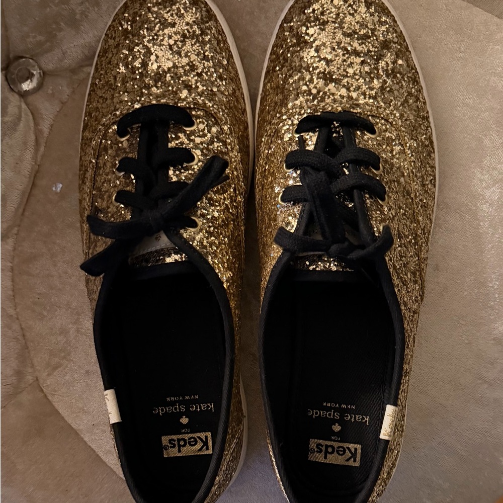 Kate Spade Sparkling Gold Sneakers